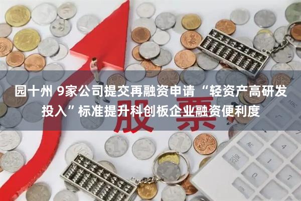 园十州 9家公司提交再融资申请 “轻资产高研发投入”标准提升科创板企业融资便利度