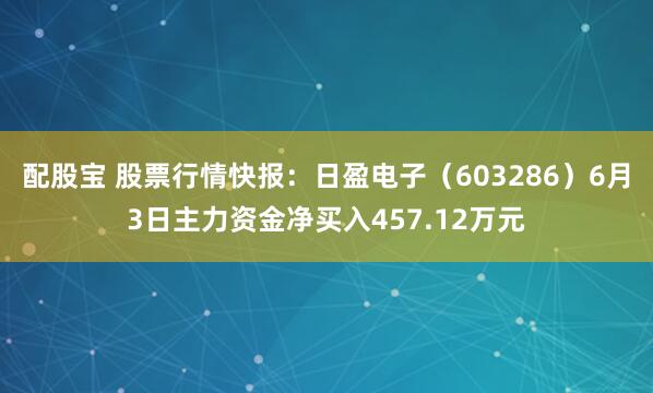 配股宝 股票行情快报：日盈电子（603286）6月3日主力资金净买入457.12万元