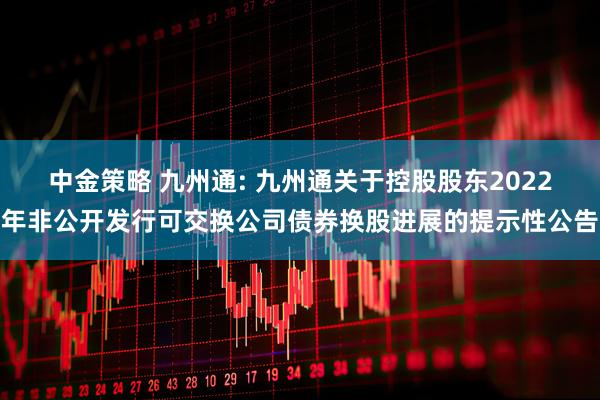 中金策略 九州通: 九州通关于控股股东2022年非公开发行可交换公司债券换股进展的提示性公告